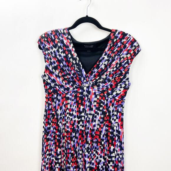 2/$30 Black Label 8 Womens Colorful Print Jersey Knit Sheath Midi Dress - Picture 3 of 6